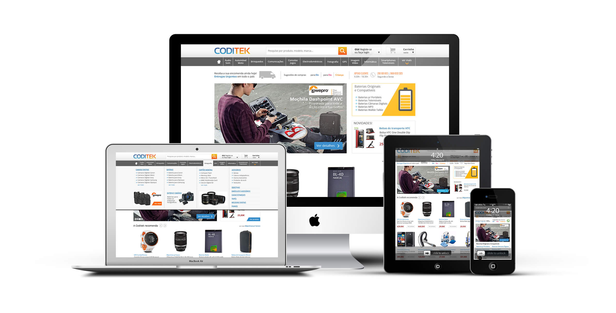 Picture of different devices featuring Coditek's responsive website